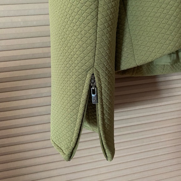 Light Green Quilted Scuba Jacket with Zippers on the Sleeves - Picture 4 of 5